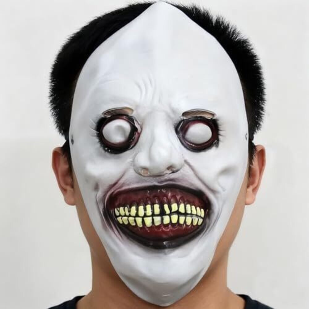 8391 Scary Horror Vampire Mask Smiling Demons Scariest Creepy White Masks - Picture 4 of 5